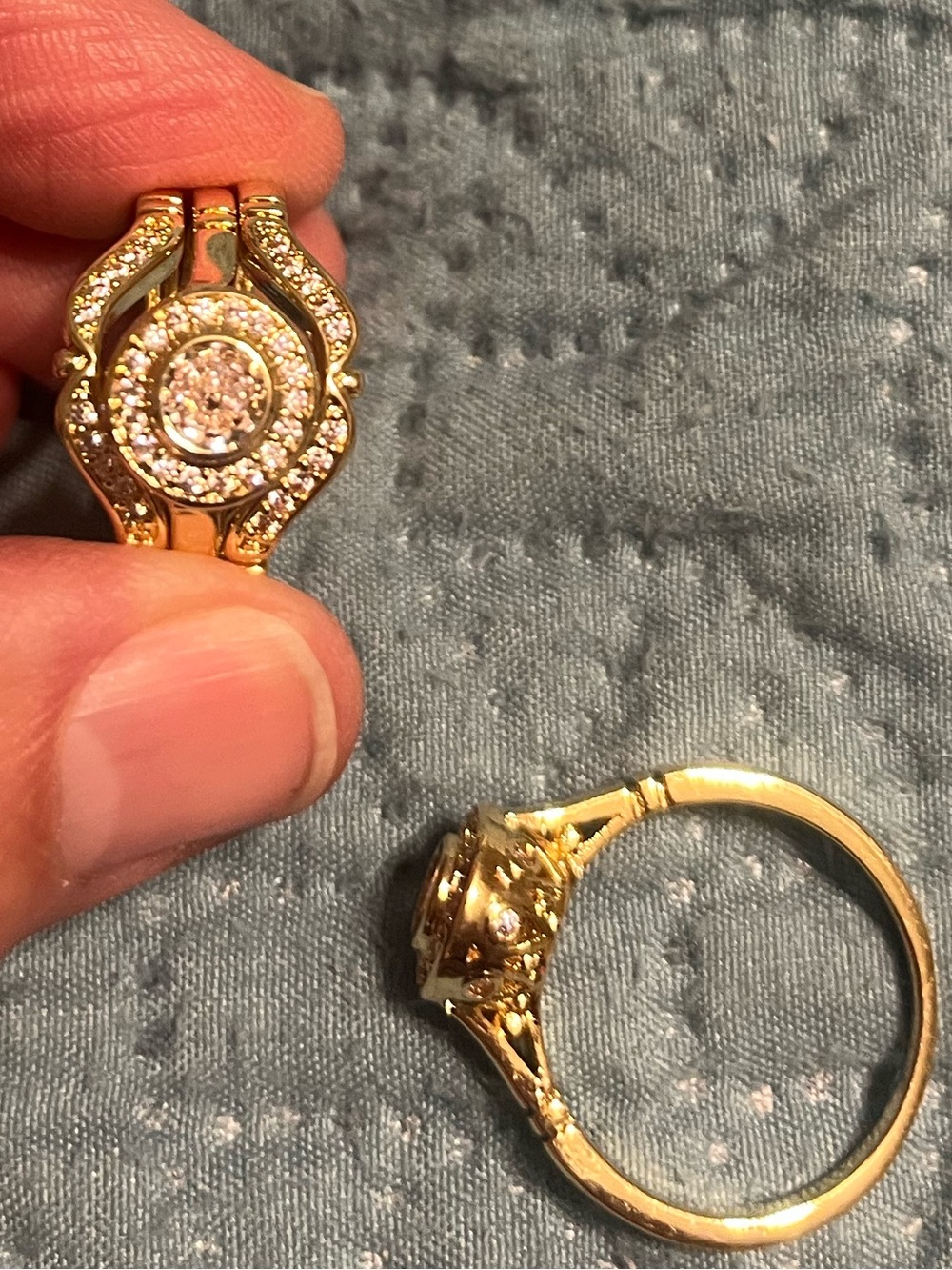 Gold-Tone Crystal Cluster Rings - Women Jewelry size 9